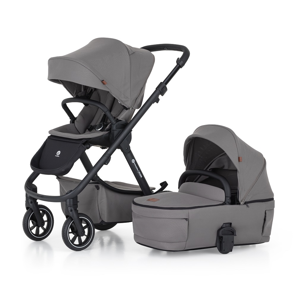 PETITE&amp;MARS Kočík kombinovaný ICON 2v1 Dove Grey XXL RWS + Core Pro i-Size Black Grey + Báza