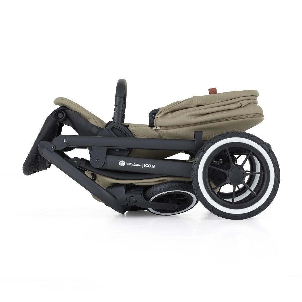 PETITE&amp;MARS Kočík kombinovaný ICON 2v1 Mossy Green LITE AIR + Core Pro i-Size Black Grey + Báza
