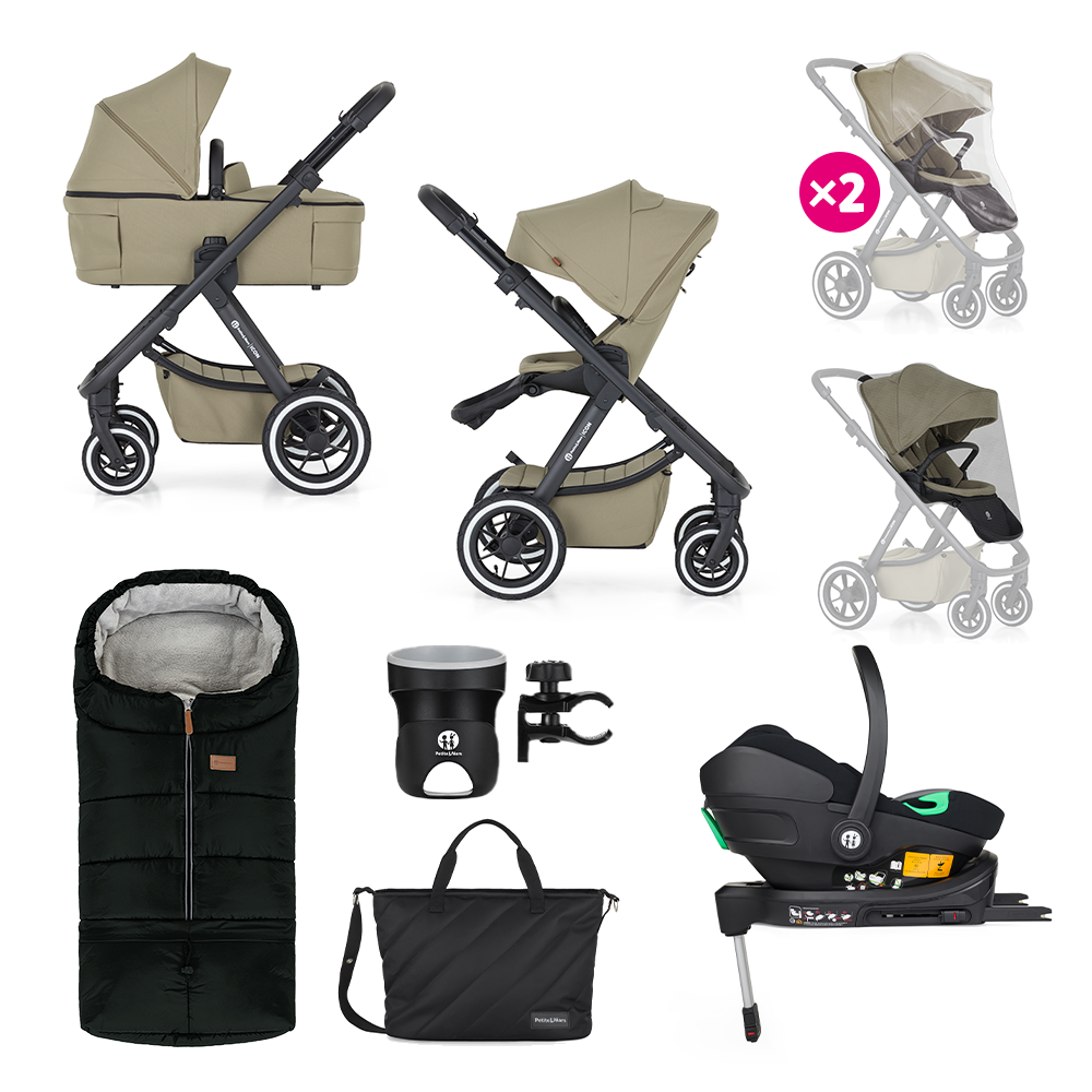 PETITE&amp;MARS Kočík kombinovaný ICON 2v1 Mossy Green XXL AIR + Core Pro i-Size Black Grey + Báza