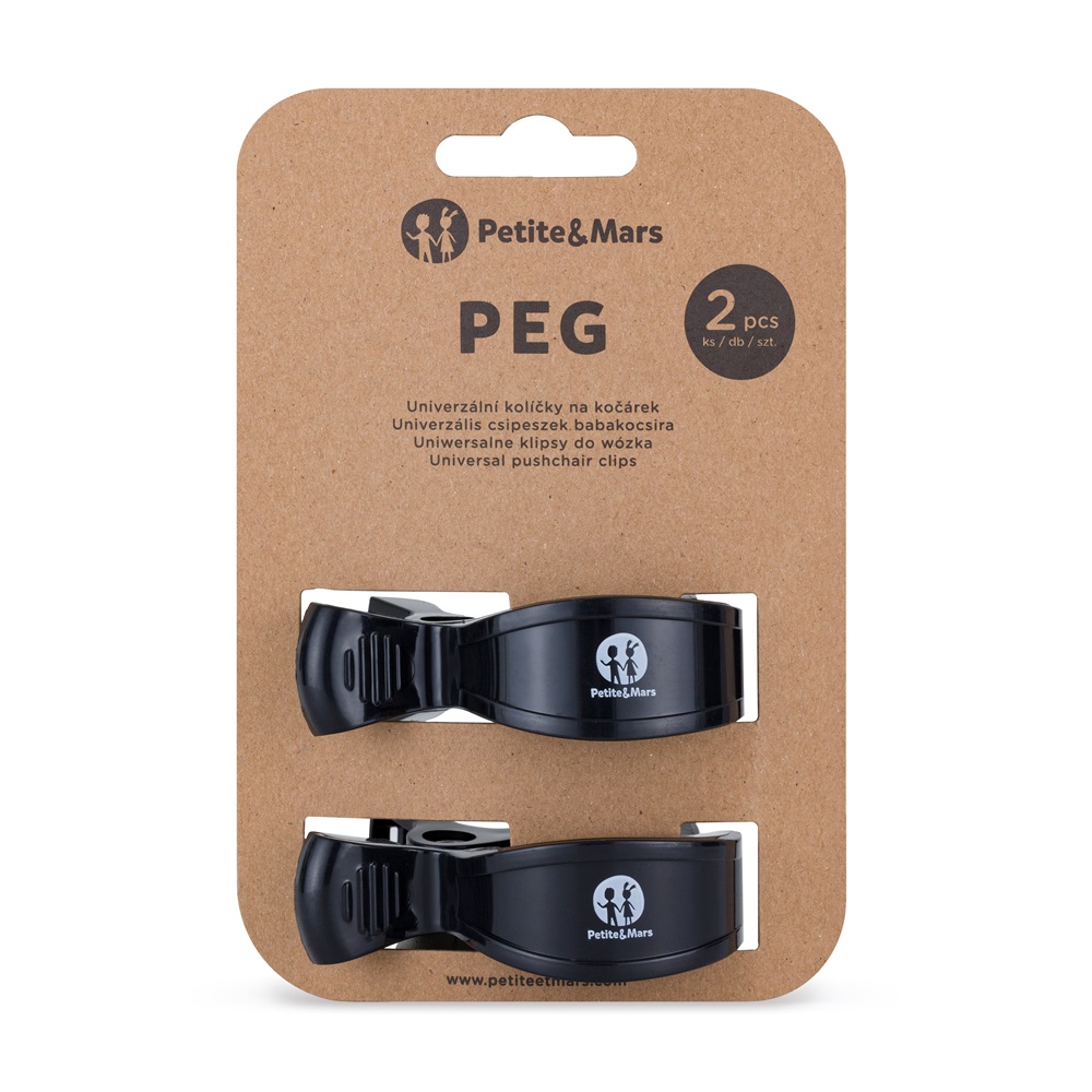 PETITE&amp;MARS Štipec Peg na kočík (2 ks) Black