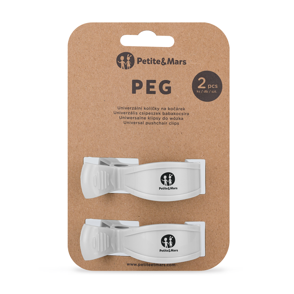 PETITE&amp;MARS Štipec Peg na kočík (2 ks) White