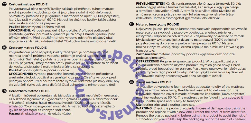 PETITE&amp;MARS Matrac cestovný skladací Foldie White