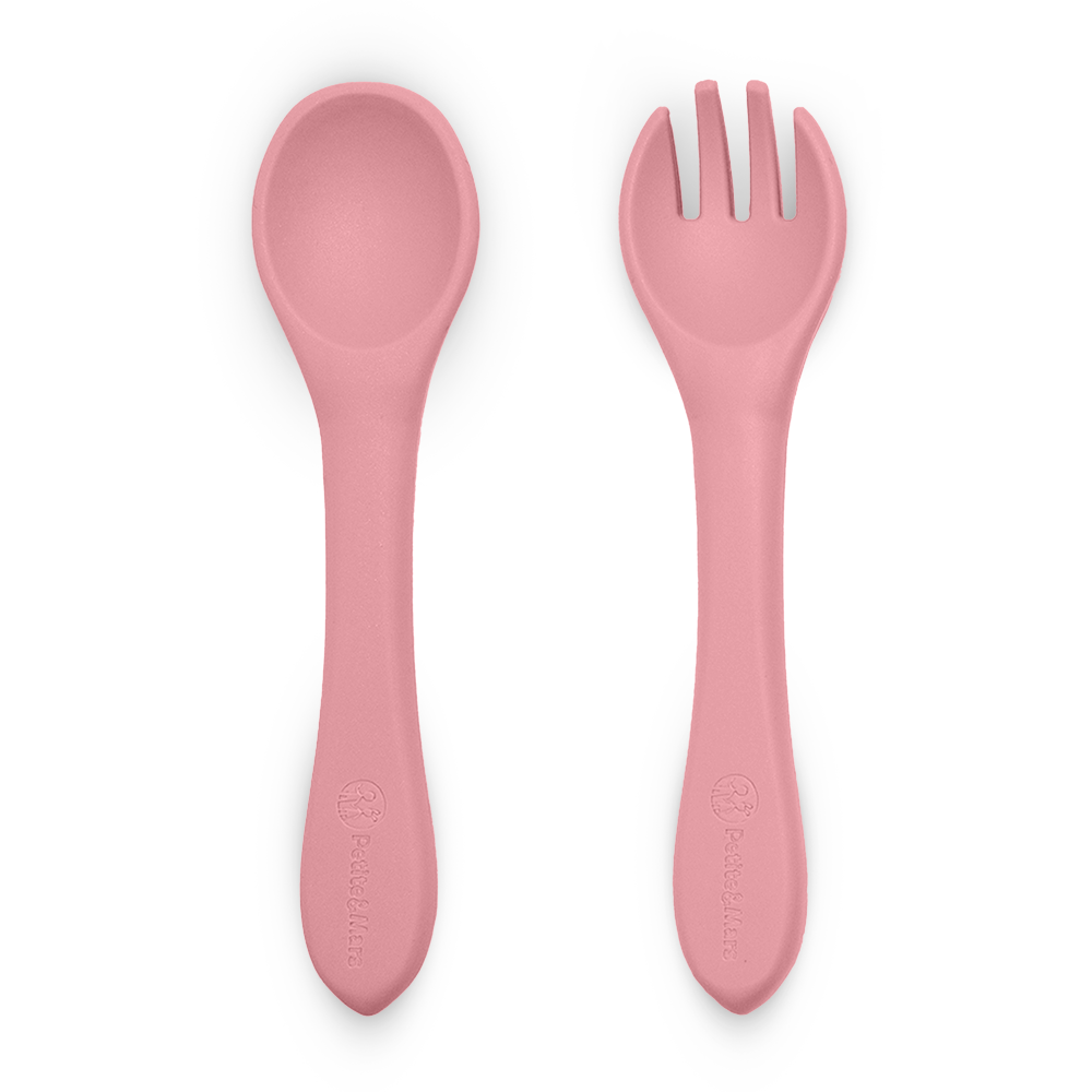 PETITE&amp;MARS Príbor silikónový TAKE&amp;MATCH Dusty Rose 6m+