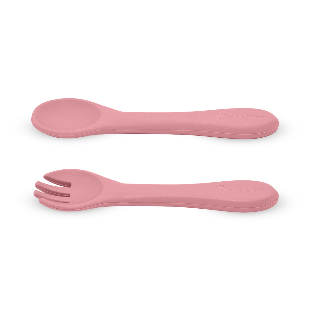 PETITE&amp;MARS Príbor silikónový TAKE&amp;MATCH Dusty Rose 6m+