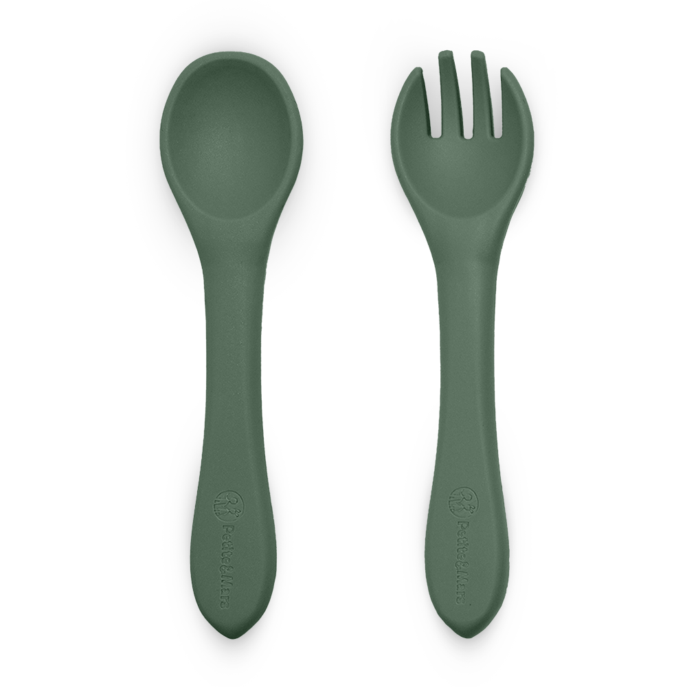 PETITE&amp;MARS Príbor silikónový TAKE&amp;MATCH Misty Green 6m+