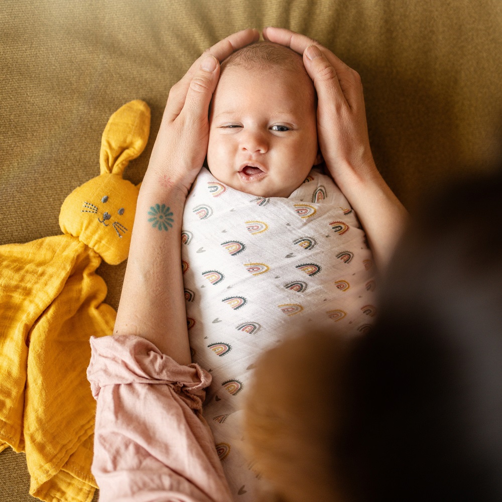 PETITE&amp;MARS Prikrývka bambusová mušelínová 2ks Misty Rose Rainbow 2v1, 120 x 120 cm