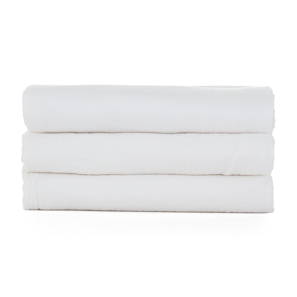 PETITE&amp;MARS Sada plienok bambusová mušelínová 3ks Moussy Total White, 68 x 68 cm