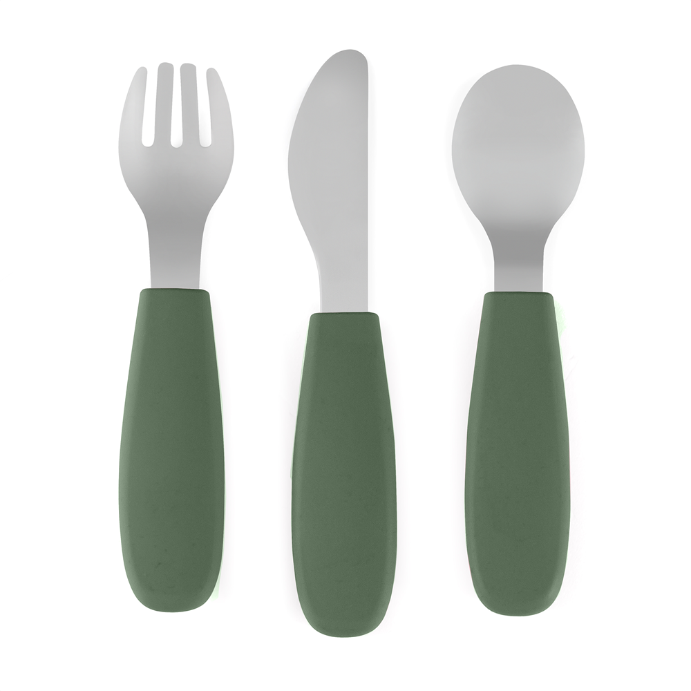 PETITE&MARS Sada príborov s nerezovej ocele Take&Match Misty Green 12m+
