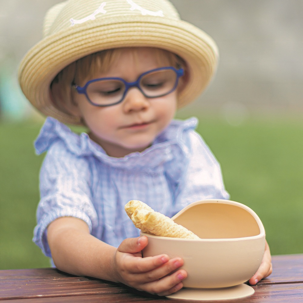 PETITE&amp;MARS Set jedálenský silikónový TAKE&amp;MATCH 2 ks miska + príbor Desert Sand 6m+