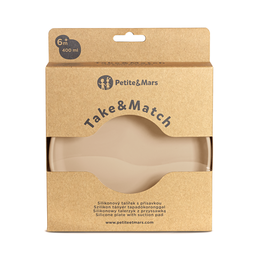PETITE&amp;MARS Tanier silikónový s prísavkou TAKE&amp;MATCH Desert Sand 6m+