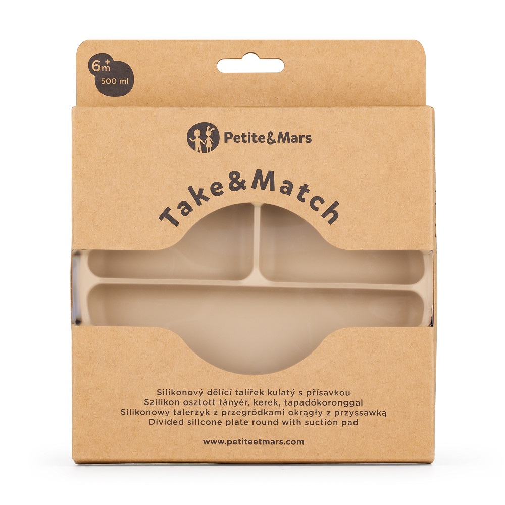 PETITE&amp;MARS Tanierik silikónový deliaci okrúhly Take&amp;Match Desert Sand 6m+