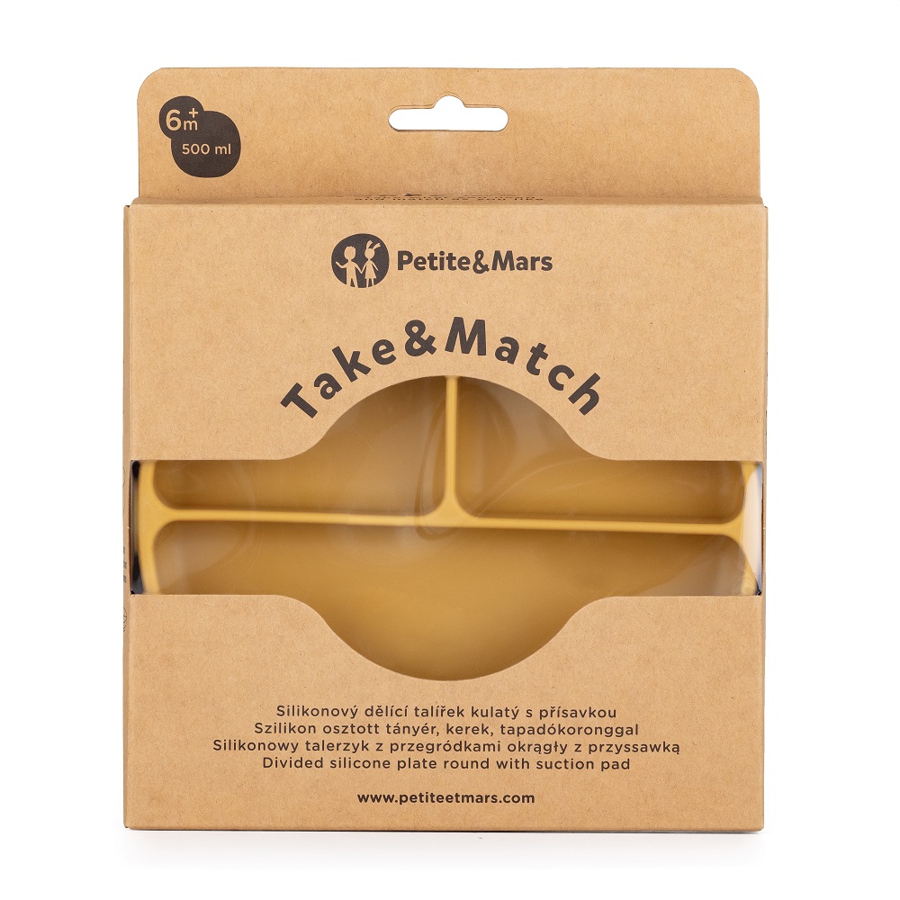 PETITE&amp;MARS Tanierik silikónový deliaci okrúhly Take&amp;Match Intense Ochre 6m+