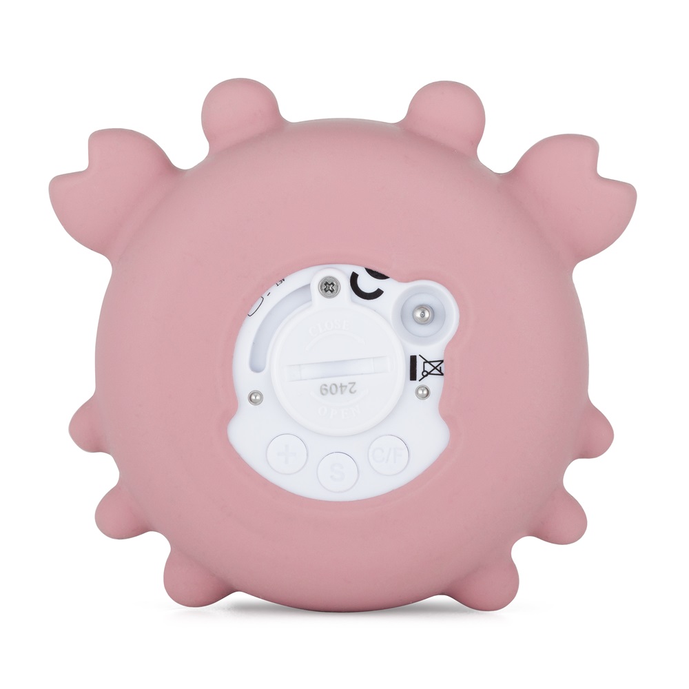 PETITE&amp;MARS Teplomer silikónový digitálny do vody Crab Caleb Dusty Rose 0m+