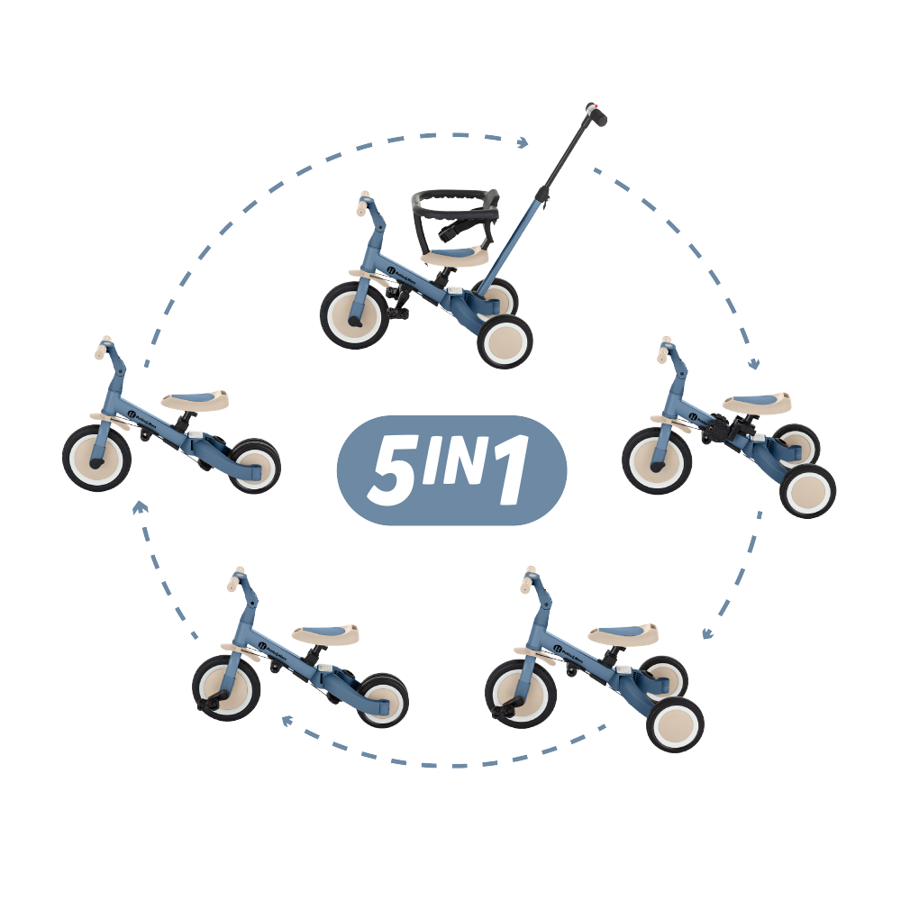 PETITE&amp;MARS Trojkolka multifunkčná 5v1 Turbo Ocean Blue