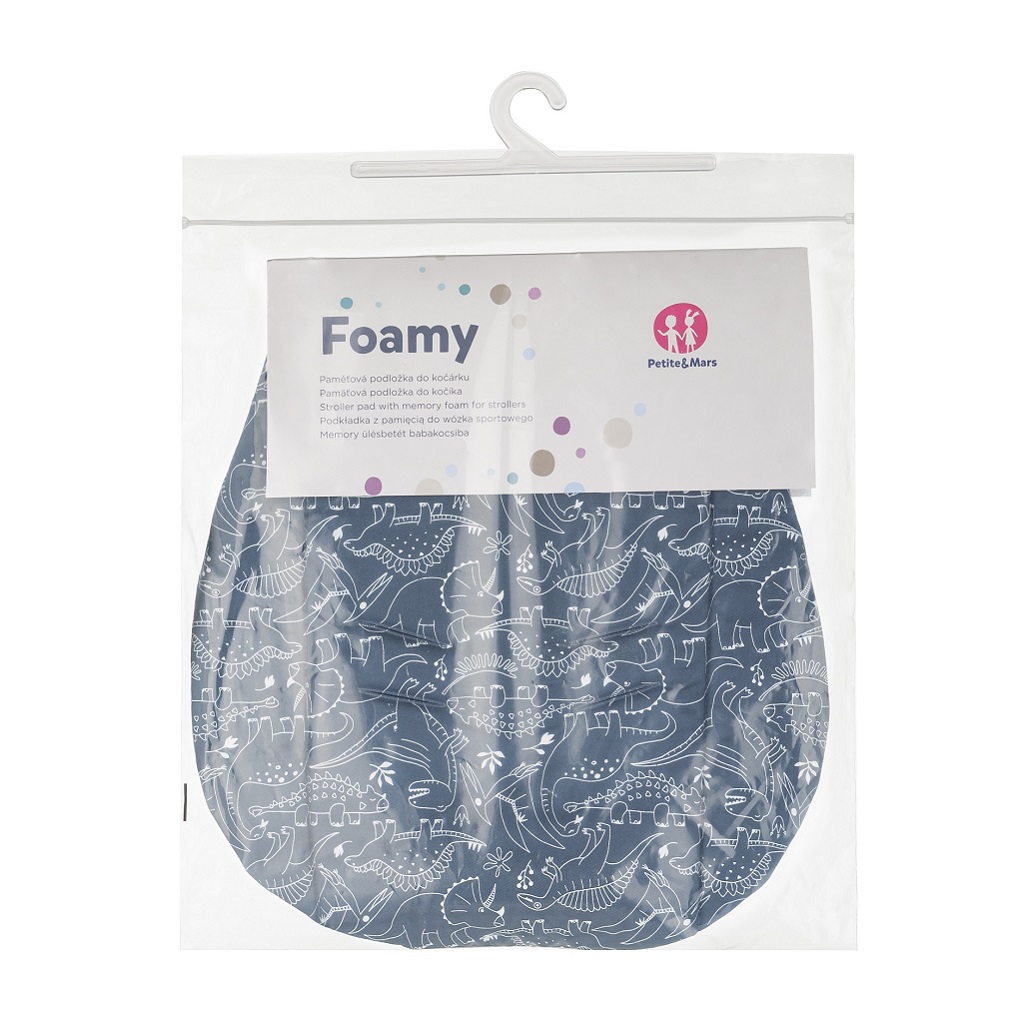 PETITE&amp;MARS Vložka do kočíka Foamy Anthracite Dino