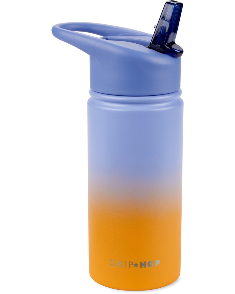 SKIP HOP Fľaša so slamkou nerezová Wander - ombré blue, 450ml