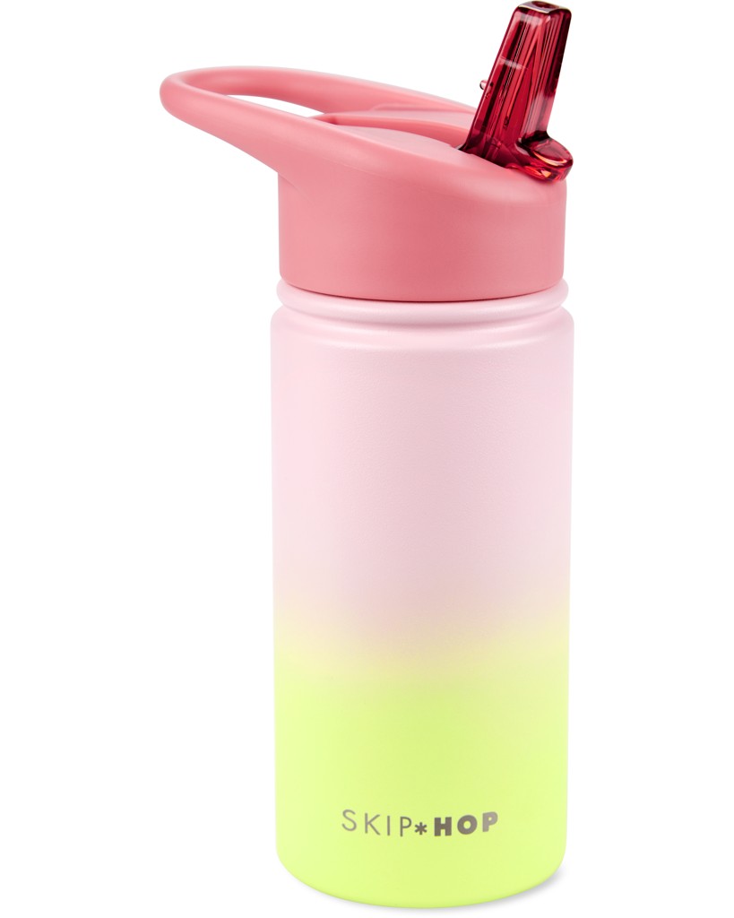 SKIP HOP Fľaša so slamkou nerezová Wander - ombré pink, 450ml