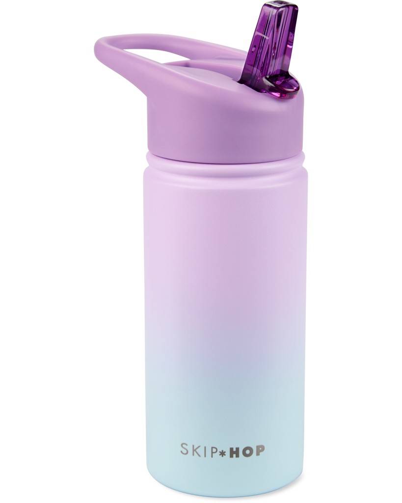SKIP HOP Fľaša so slamkou nerezová Wander - ombré purple, 450ml