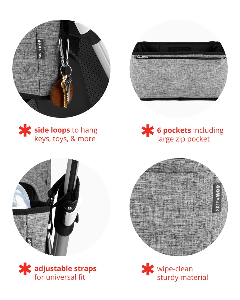 SKIP HOP Organizér na kočík Grab&amp;Go Ultra grey melange