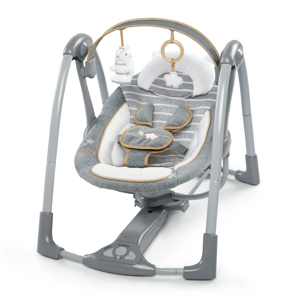 INGENUITY Hojdačka konvertibilná cestovná s melódiou Bella Teddy™ 0m+ do 9kg