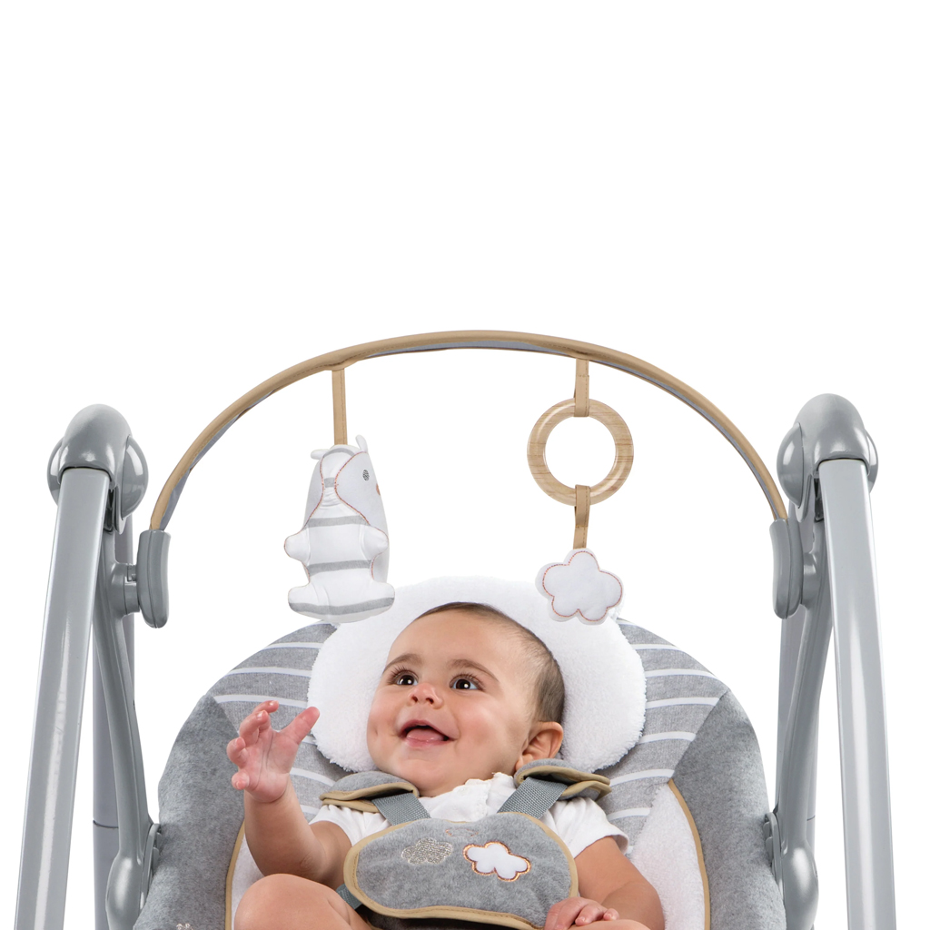 INGENUITY Hojdačka konvertibilná cestovná s melódiou Bella Teddy™ 0m+ do 9kg