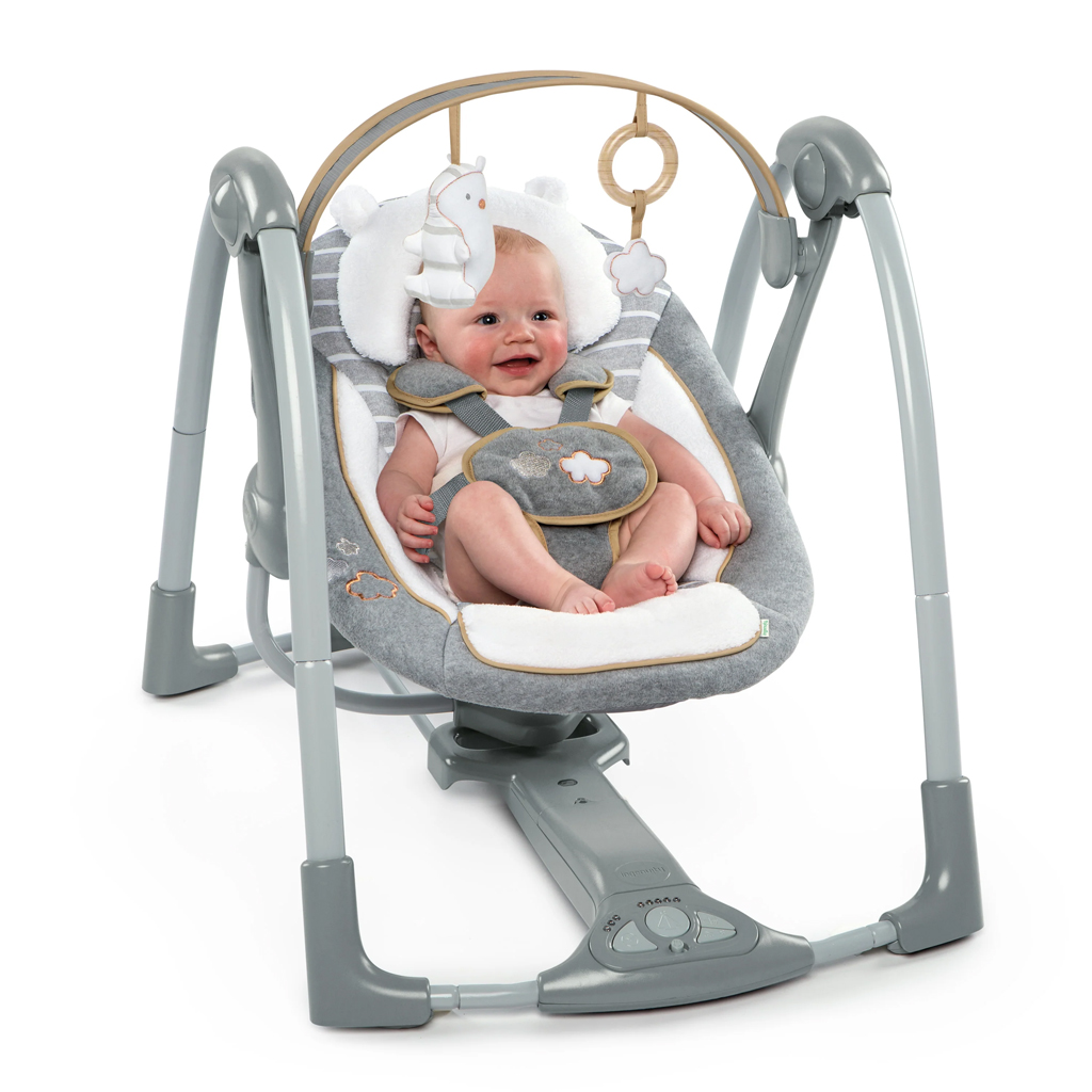 INGENUITY Hojdačka konvertibilná cestovná s melódiou Bella Teddy™ 0m+ do 9kg