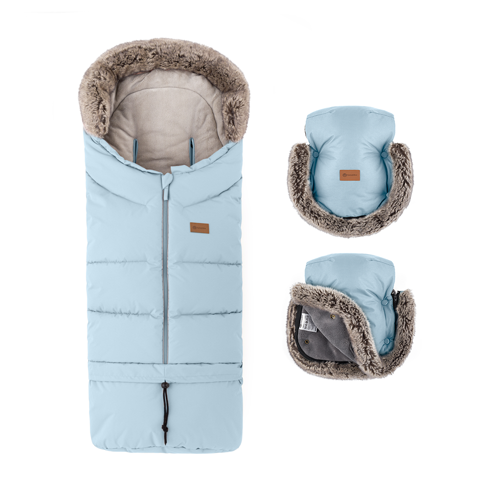 PETITE&amp;MARS Set zimný fusak Arctic 4v1 + rukavice na kočík Furry Sky Whisper