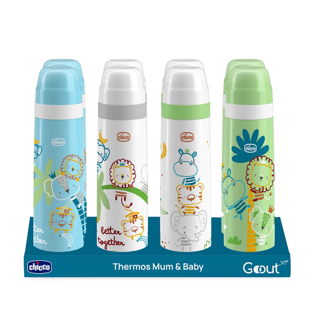 CHICCO Termoska biela s obrázkami mix dizajnov 500 ml