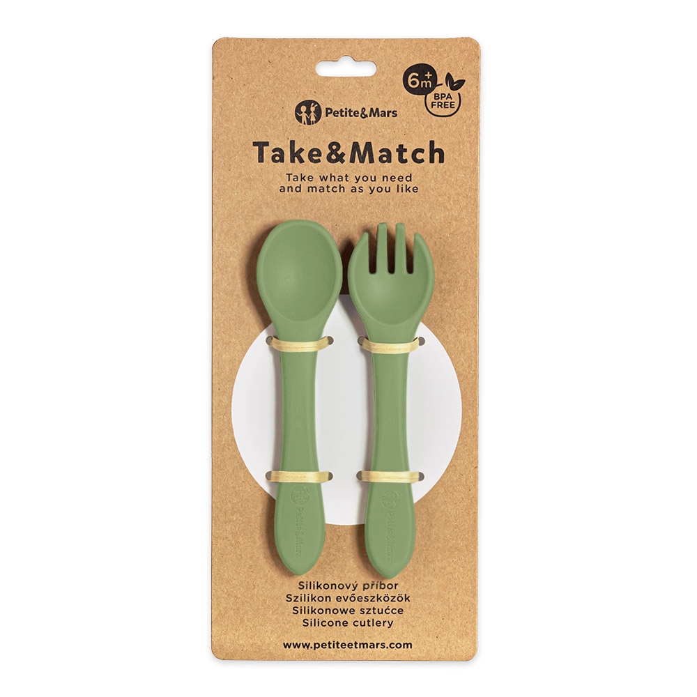 PETITE&MARS Príbor silikónový Take&Match Sweet Pea 6m+
