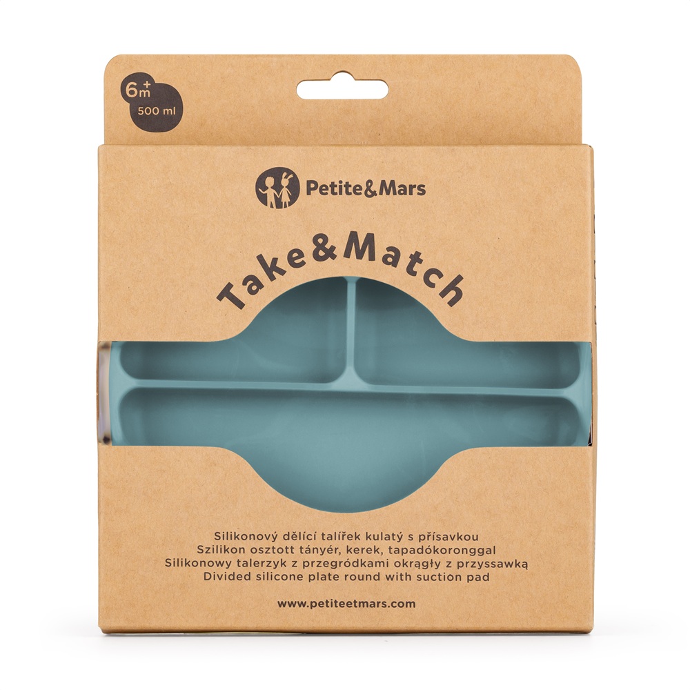 PETITE&amp;MARS Tanierik silikónový deliaci okrúhly Take&amp;Match Frosted Sky 6m+