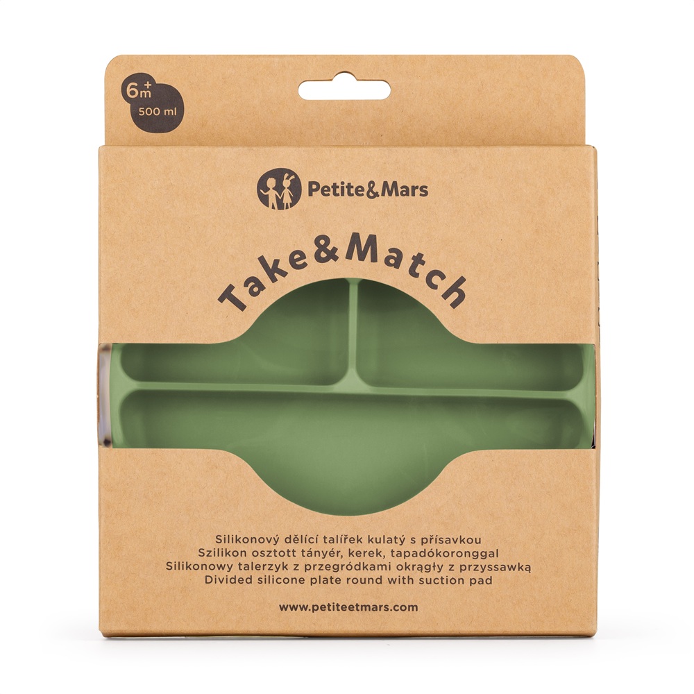 PETITE&amp;MARS Tanierik silikónový deliaci okrúhly Take&amp;Match Sweet Pea 6m+
