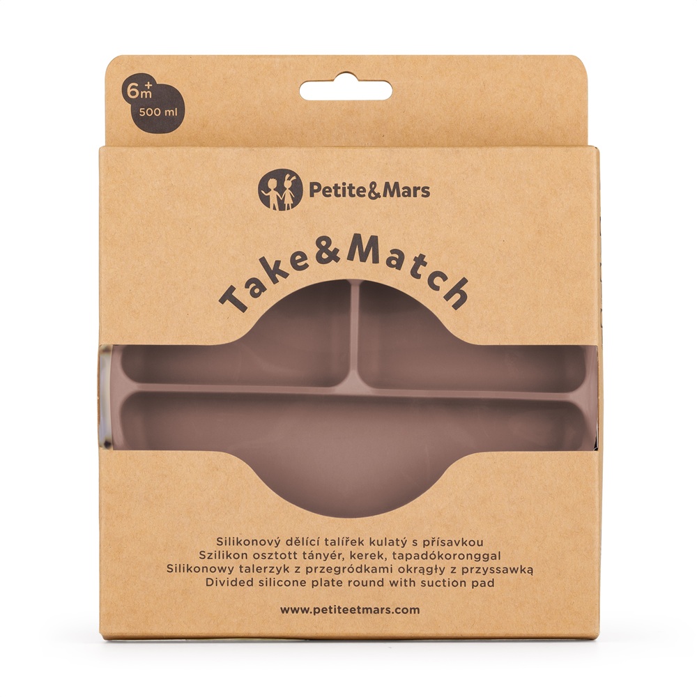 PETITE&amp;MARS Tanierik silikónový deliaci okrúhly Take&amp;Match Velvet Latte 6m+