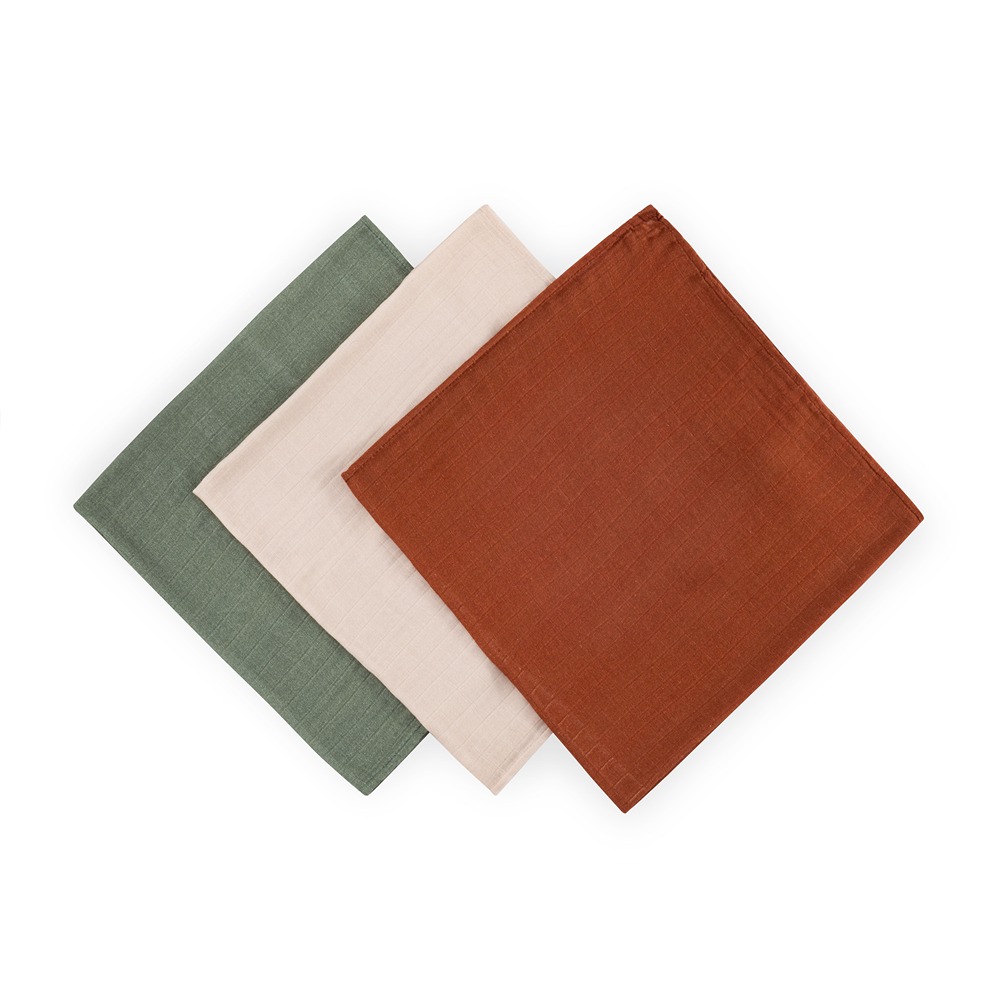 PETITE &amp; MARS Sada plienok bambusová mušelínová 3ks Moussy Earth Tones 68 x 68 cm