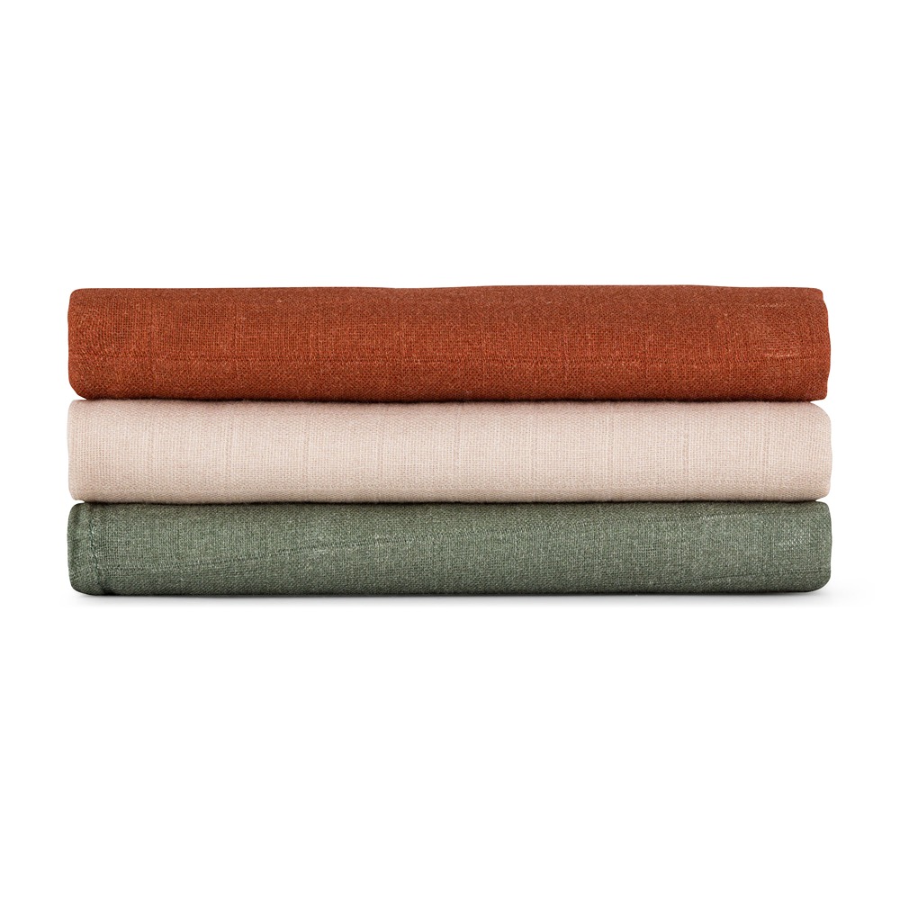 PETITE &amp; MARS Sada plienok bambusová mušelínová 3ks Moussy Earth Tones 68 x 68 cm