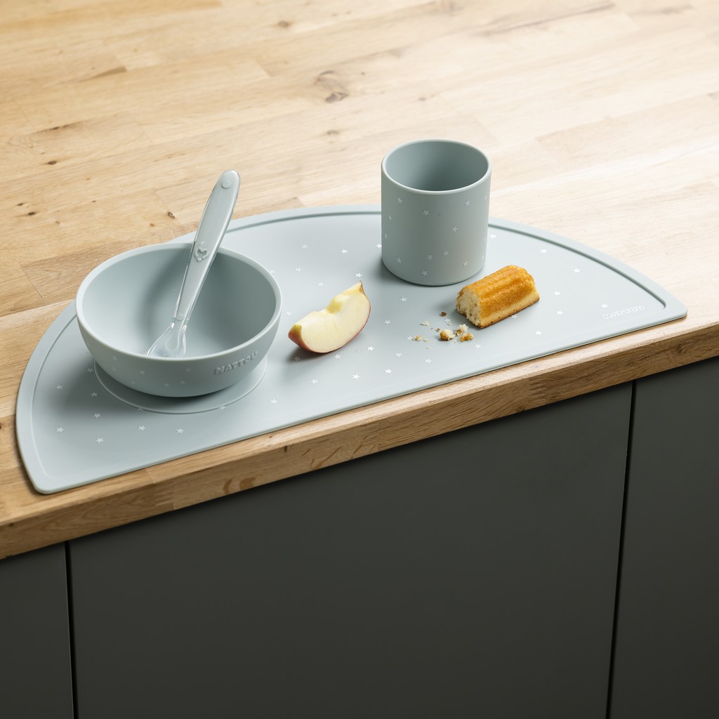 NATTOU Set jedálenský silikónový 4 ks, green