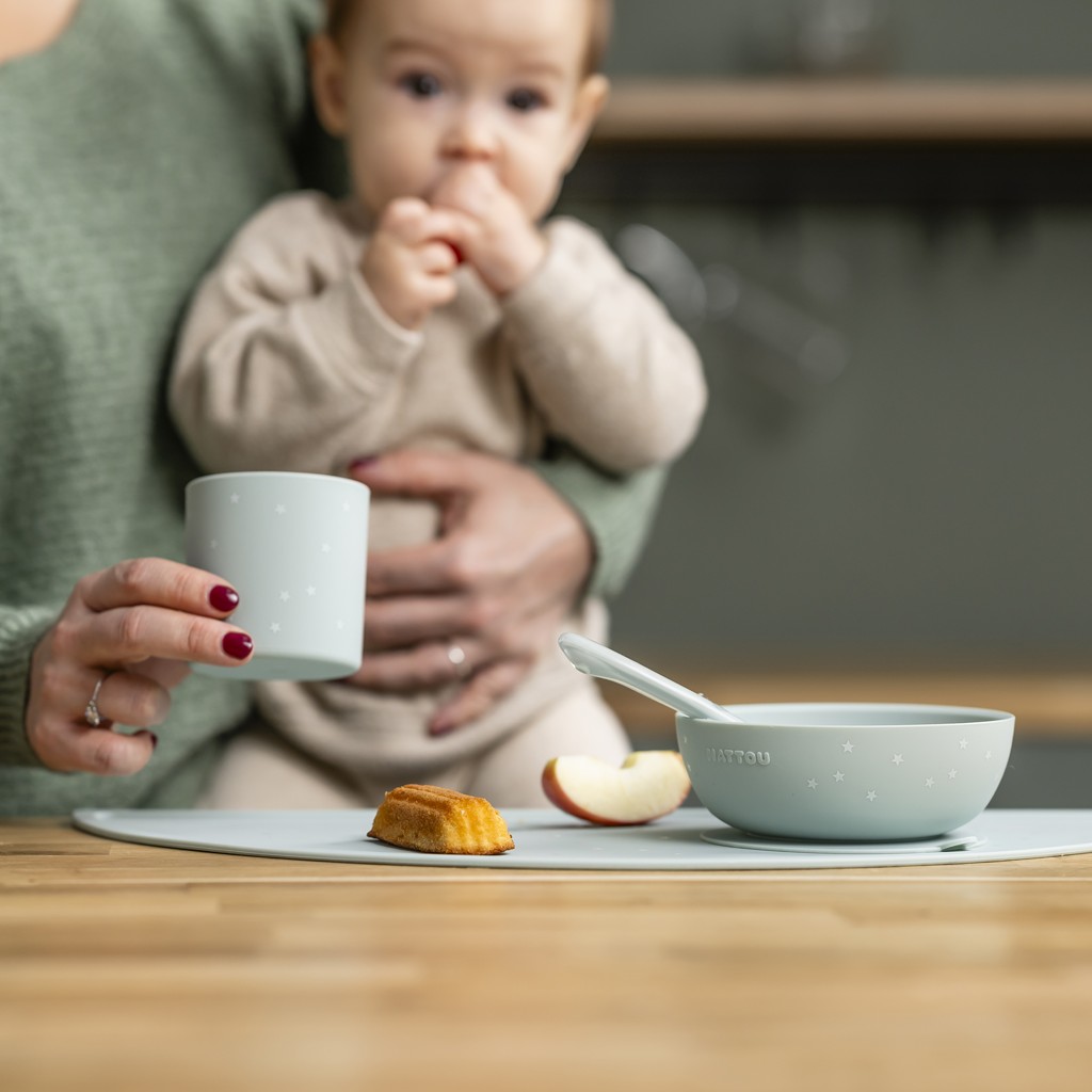 NATTOU Set jedálenský silikónový 4 ks, green