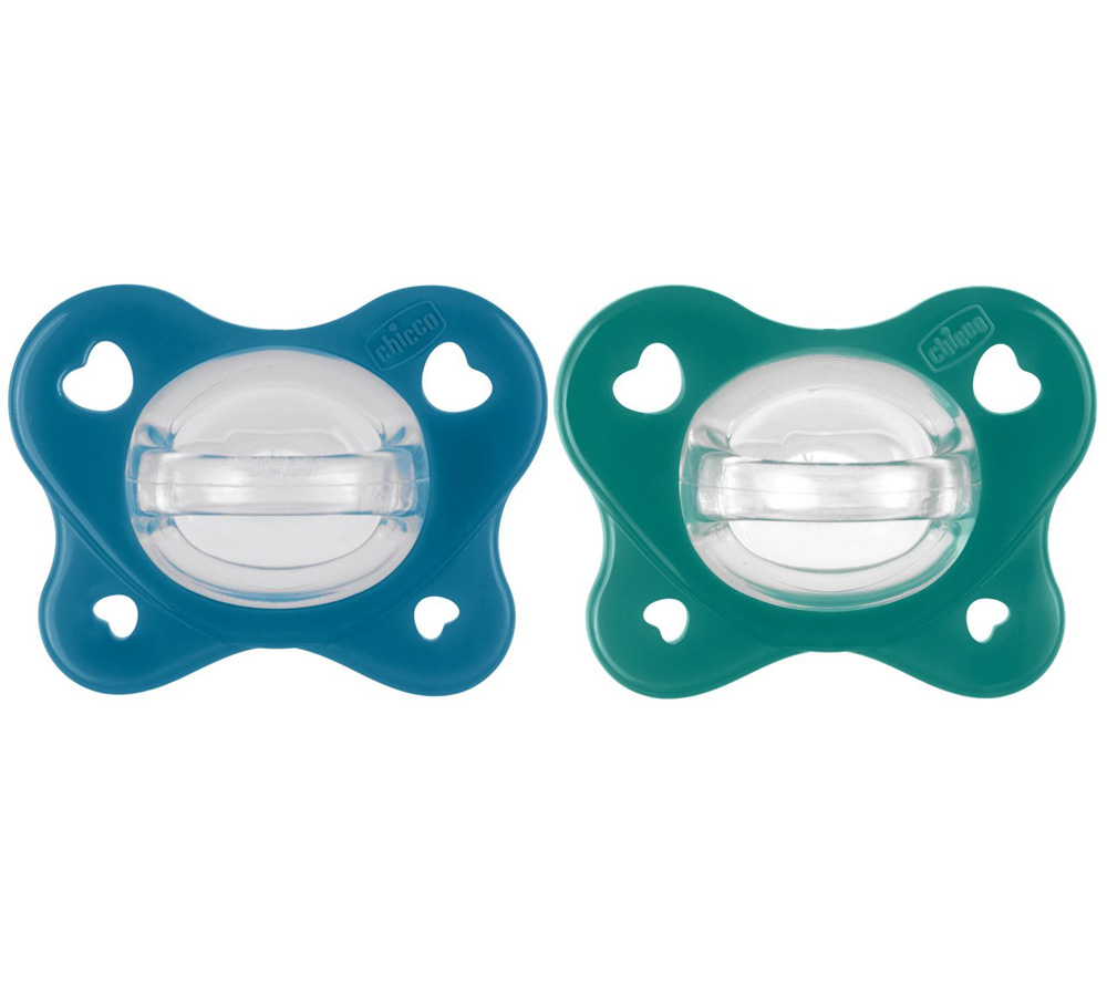 CHICCO Cumlík Physio Dual Soft silikónový chlapec 16-36m, 2 ks