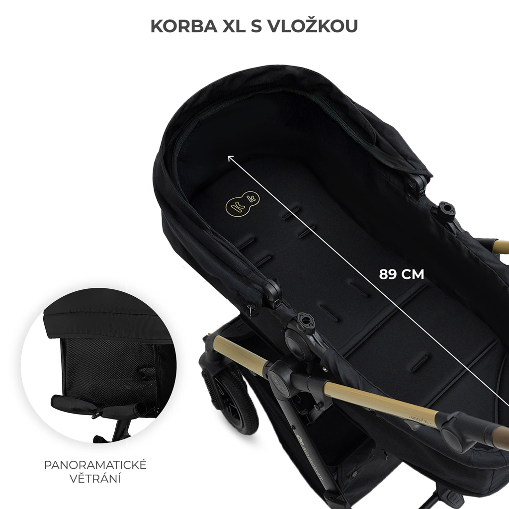 KINDERKRAFT Kočík kombinovaný 3v1 Moov 2 XL Air Black
