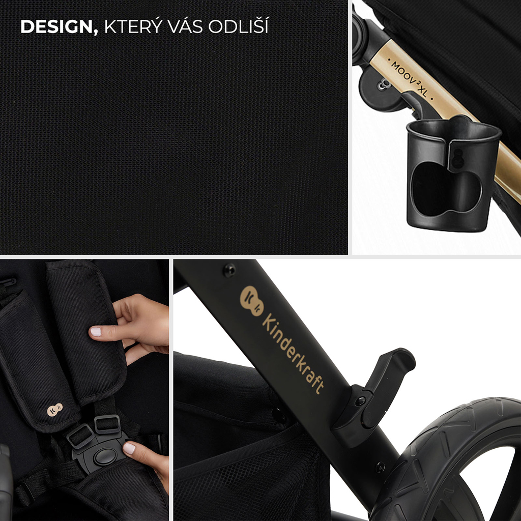 KINDERKRAFT Kočík kombinovaný 3v1 Moov 2 XL Air Black