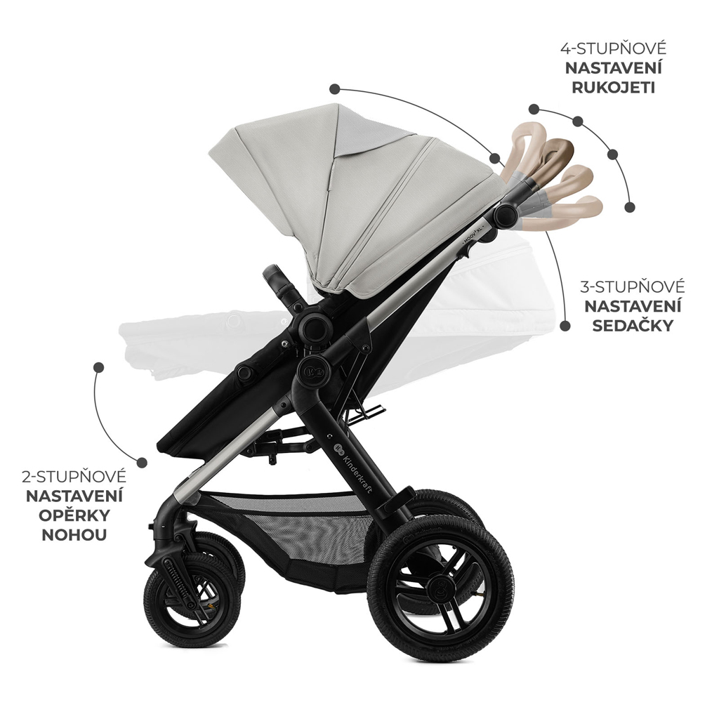 KINDERKRAFT Kočík kombinovaný 3v1 Moov 2 XL Air Grey