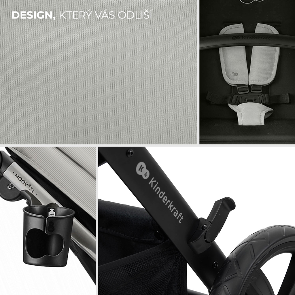 KINDERKRAFT Kočík kombinovaný 3v1 Moov 2 XL Air Grey