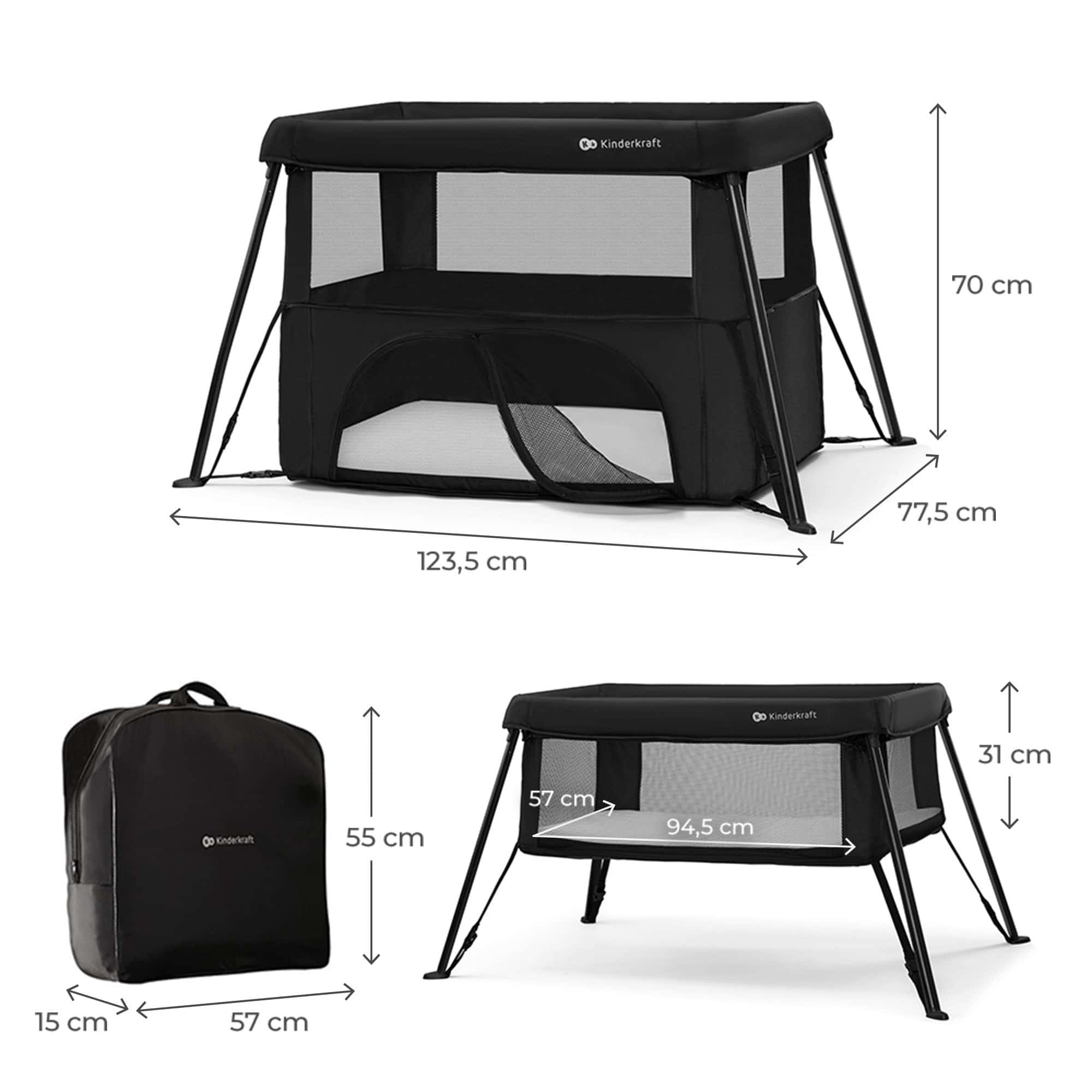 KINDERKRAFT Postieľka cestovná Cami Black