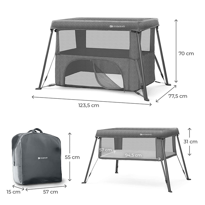 KINDERKRAFT Postieľka cestovná Cami Grey
