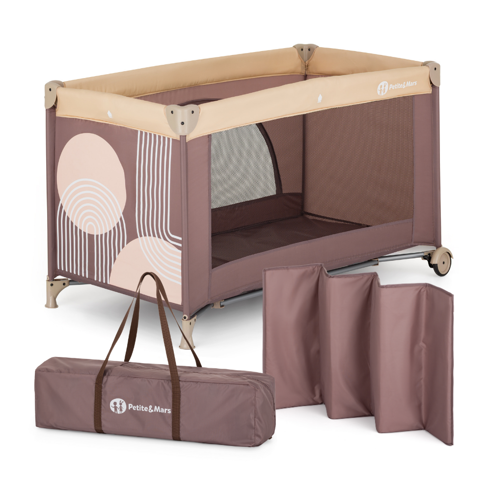 PETITE&amp;MARS Postieľka cestovná Nyja Elegant Dreamlines Mocha