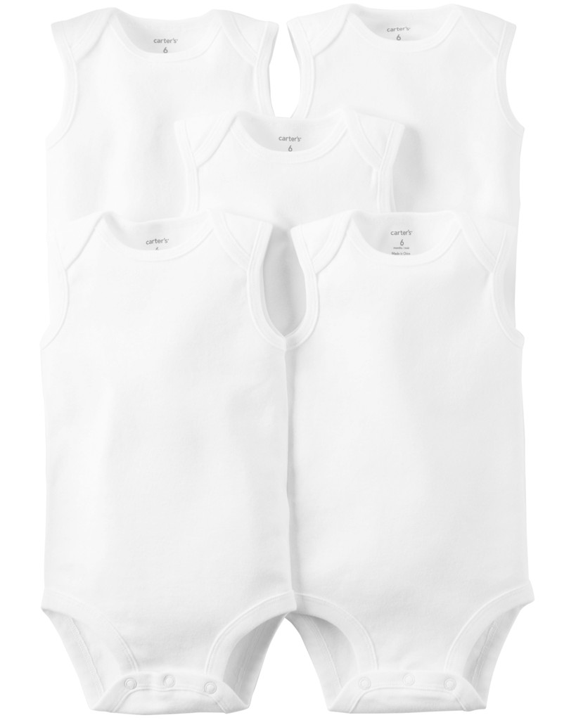 CARTERS Body bez rukávov White neutrál 5ks NB/ veľ. 56