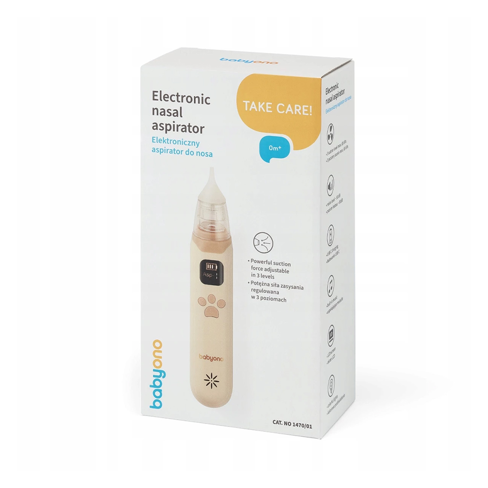 BABYONO Odsávačka nosných hlienov elektronická USB nabíjanie