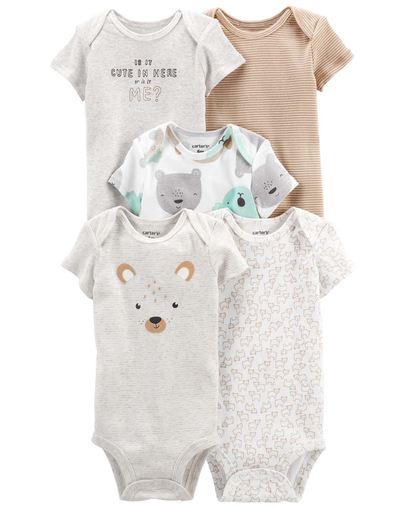 CARTERS Body krátky rukáv Animals neutrál LBB 5ks PRE