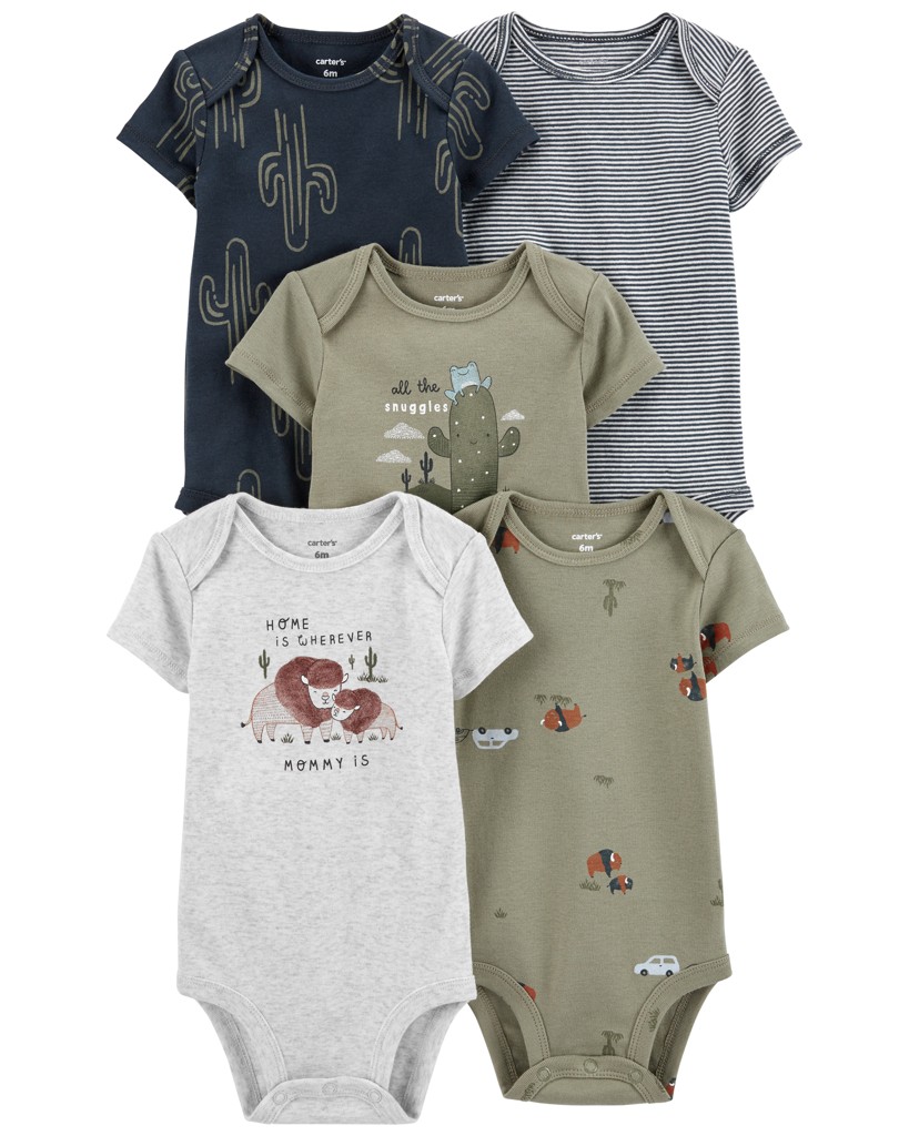 CARTERS Body krátky rukáv Cactus & Buffalo chlapec 5ks NB/ veľ. 56