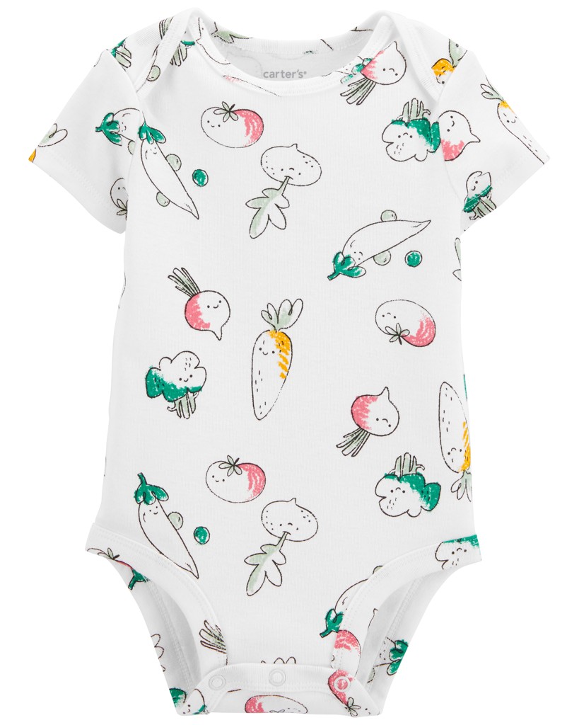 CARTERS Body krátky rukáv Ivory Vegetables dievča NB/ veľ. 56