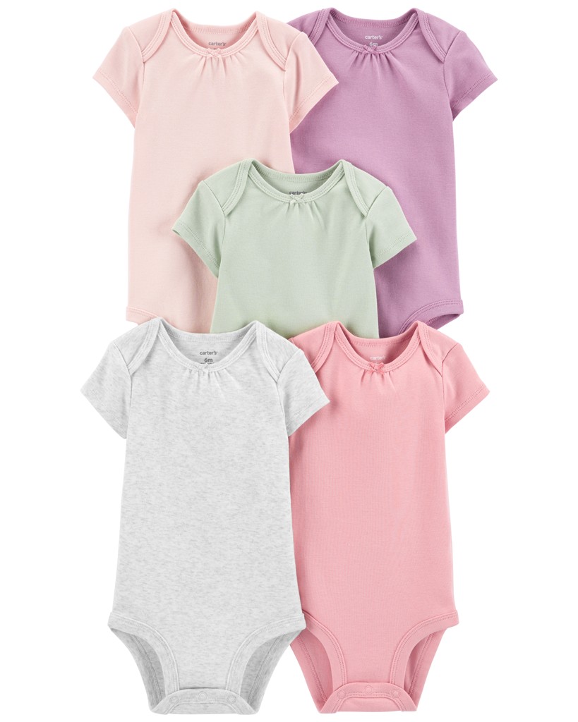 CARTERS Body krátky rukáv Monochromatic dievča 5ks NB/ veľ. 56